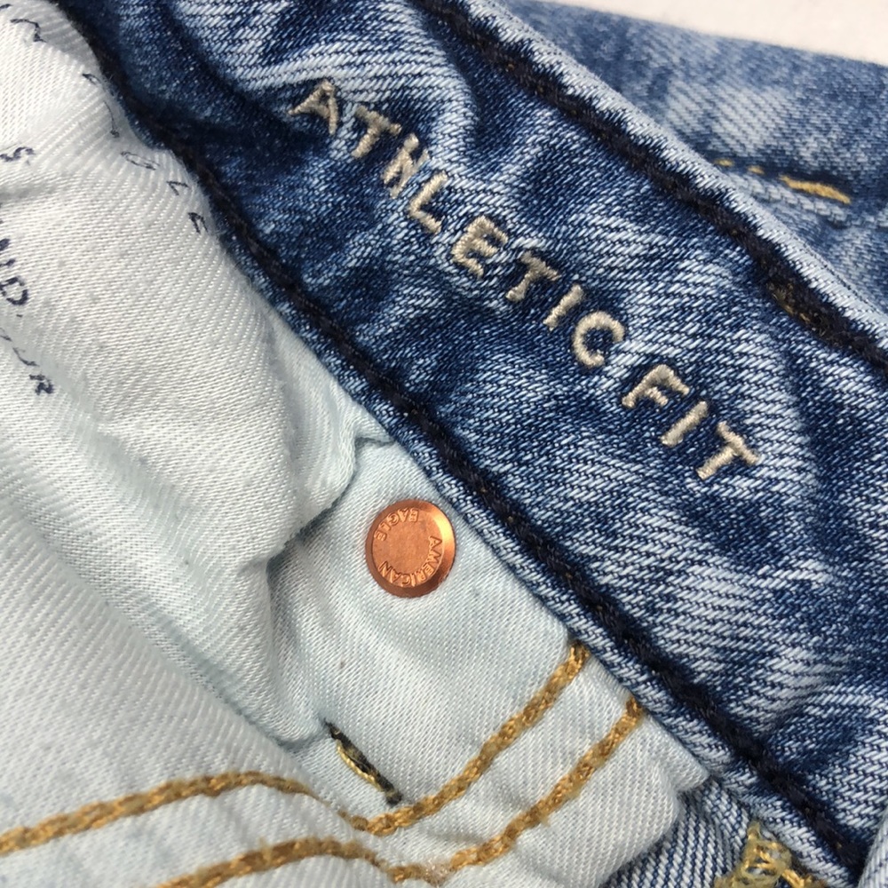 DISTRESS MENS VINTAGE AMERICAN EAGLE ATHLETIC FIT JEANS 30x32 😎 - Picture 10 of 13